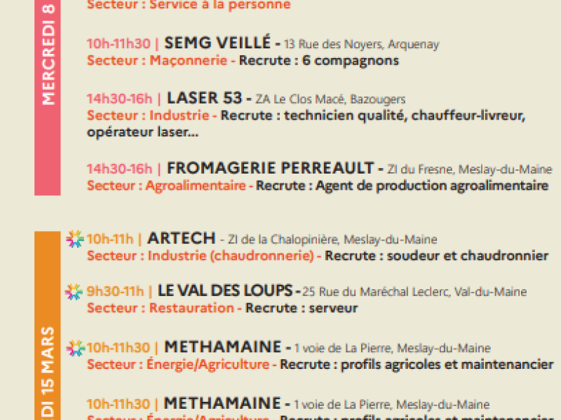 Programme des ateliers