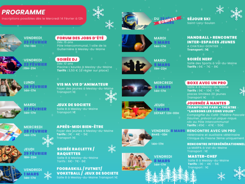 Programme des activités suite